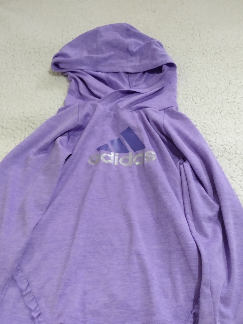 adidas Lavender Girls' Pullover Hoodie with Metallic Logo